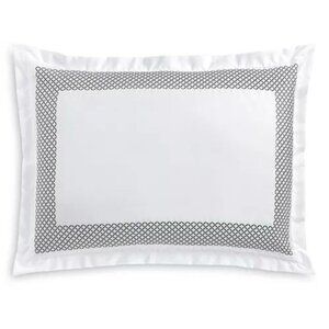 Hudson Park Collection Embroidered Geo King Sham 500 Thread Count White/Charcoal